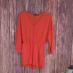 One Clothing Vibrant Orange Romper